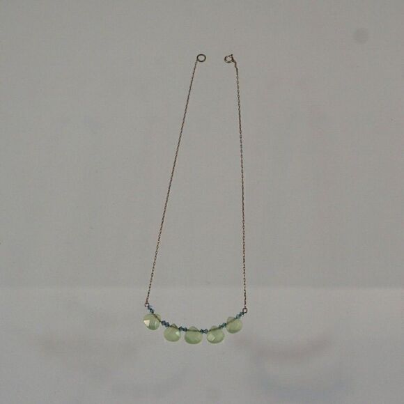 Green Chrysoprase Necklace 925 Silver Chain - Picture 8 of 9